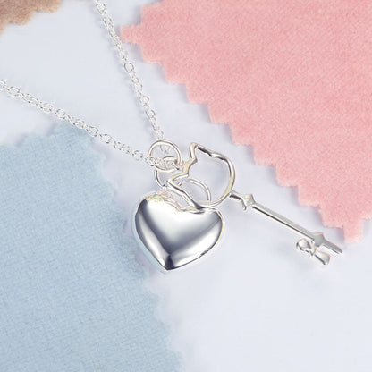 Collar con colgante de llave de corazón en plata de ley para niñas