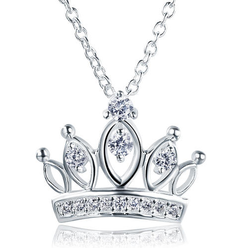 Collier pendentif couronne en argent sterling pour filles