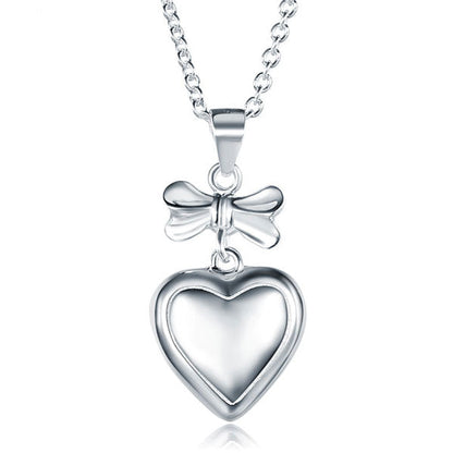 Collar con colgante de corazón de cinta en plata de ley para niñas