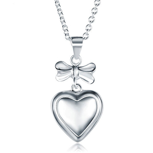 Collier avec pendentif cœur en ruban en argent sterling pour filles
