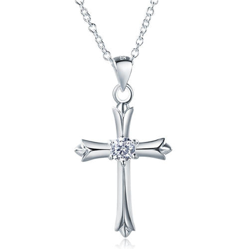 Cross Pendant Necklace in Sterling Silver for Girls