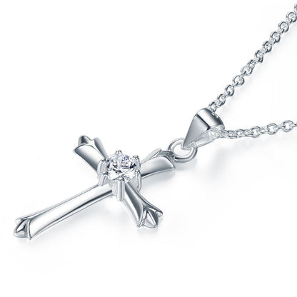 Collar con colgante de cruz en plata de ley para niñas
