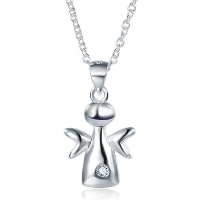 Angel Pendant Necklace in Sterling Silver for Girls