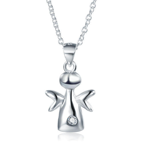 Angel Pendant Necklace in Sterling Silver for Girls