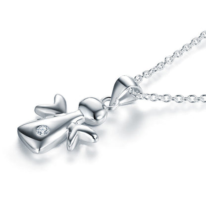 Angel Pendant Necklace in Sterling Silver for Girls