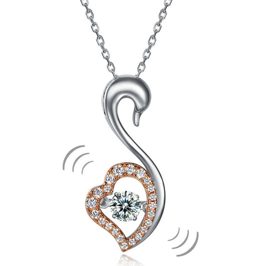 Collar con colgante de piedra danzante con forma de corazón de cisne