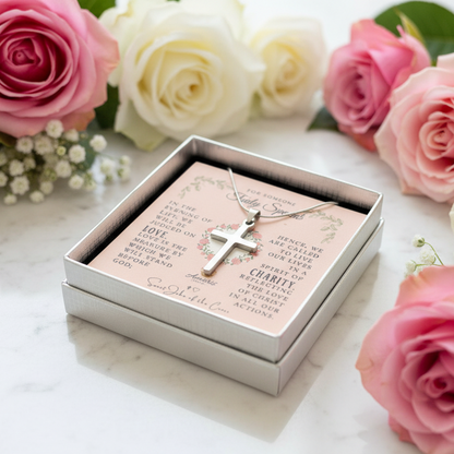 For Someone Truly Special: Saint John of the Cross Love Quote Cross Necklace