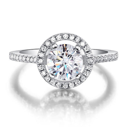 1.25 CT. Round Simulated Diamond Halo Ring in Sterling Silver