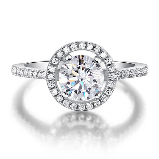 1.25 CT. Round Simulated Diamond Halo Ring in Sterling Silver