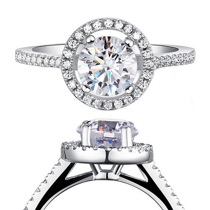 1.25 CT. Round Simulated Diamond Halo Ring in Sterling Silver