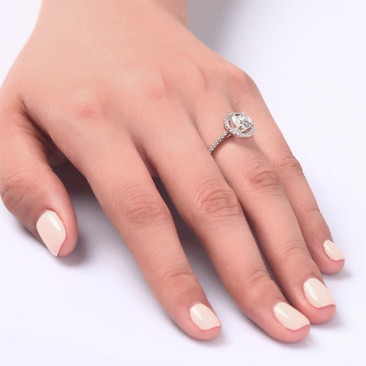 1.25 CT. Round Simulated Diamond Halo Ring in Sterling Silver