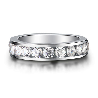 Alliance en argent sterling sertie de diamants synthétiques ronds de 3 mm