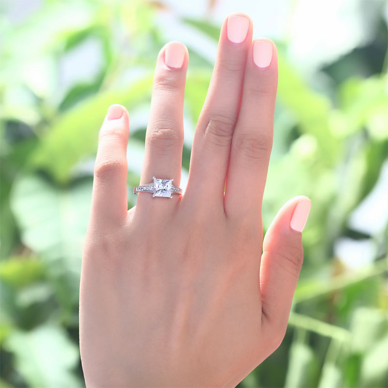 1.5 CT. Princess Cut Simulated Diamond Ring in Sterling Silver