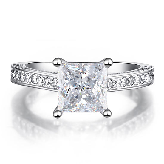 1.5 CT. Princess Cut Simulated Diamond Engagement Ring in Sterling Silver