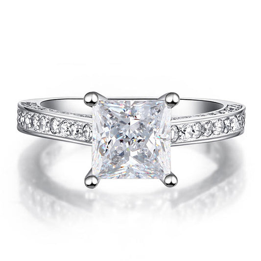 1.5 CT. Princess Cut Simulated Diamond Engagement Ring in Sterling Silver
