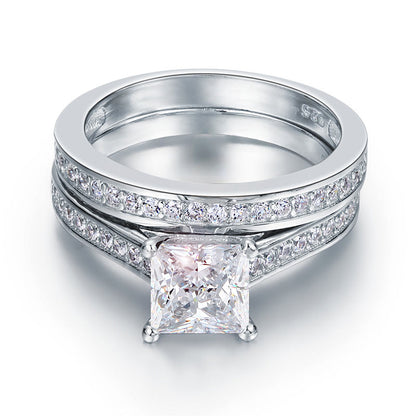 1.5 CT. Princess Cut Simulated Diamond Bridal Set in Sterling Silver