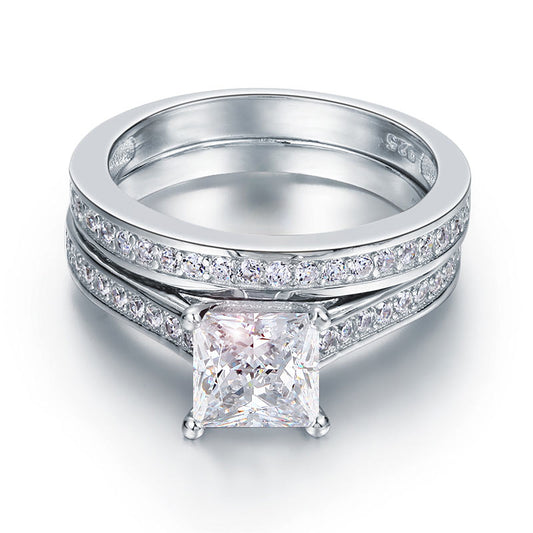 1.5 CT. Princess Cut Simulated Diamond Bridal Set in Sterling Silver