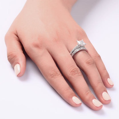 1.5 CT. Princess Cut Simulated Diamond Bridal Set in Sterling Silver
