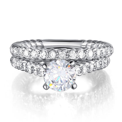 1 CT. Simulated Diamond Semi Eternity Rope Bridal Set in Sterling Silver