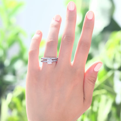 1 CT. Simulated Diamond Semi Eternity Rope Bridal Set in Sterling Silver