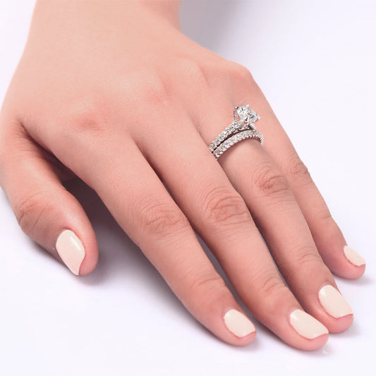 1 CT. Simulated Diamond Semi Eternity Rope Bridal Set in Sterling Silver