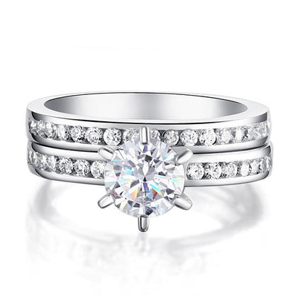 1 CT. Round Cut Simulated Diamond Channel Bridal Set in Sterling Silver
