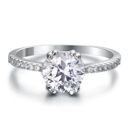 Bague en argent sterling avec diamants synthétiques ronds de 2 carats