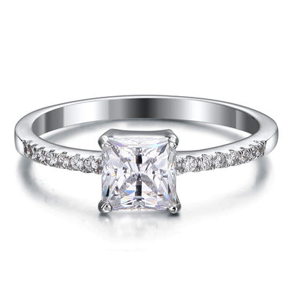 1 CT. Princess Cut Simulated Diamond Engagement Ring in Sterling Silver