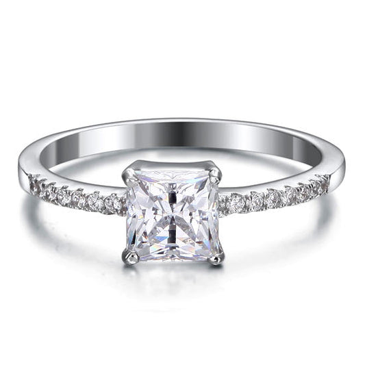 1 CT. Princess Cut Simulated Diamond Engagement Ring in Sterling Silver