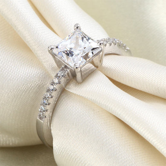 1 CT. Princess Cut Simulated Diamond Engagement Ring in Sterling Silver