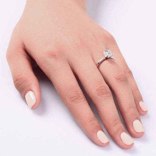 1 CT. Princess Cut Simulated Diamond Solitaire Engagement Ring in Sterling Silver