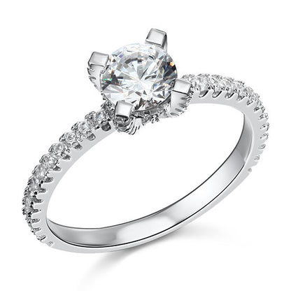 1 CT. Round Simulated Diamond Pavé Ring in Sterling Silver