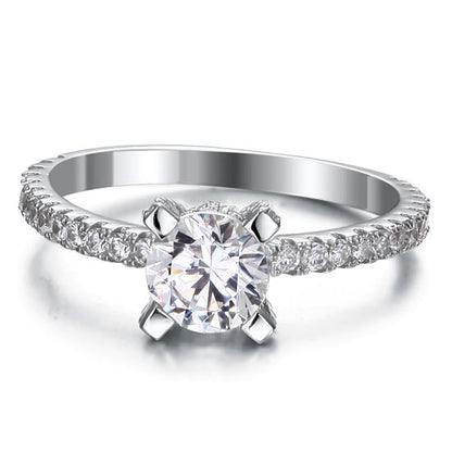 1 CT. Round Simulated Diamond Pavé Ring in Sterling Silver