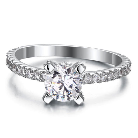 1 CT. Round Simulated Diamond Pavé Ring in Sterling Silver