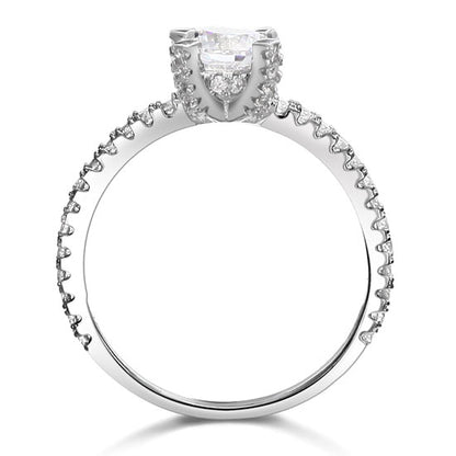 1 CT. Round Simulated Diamond Pavé Ring in Sterling Silver
