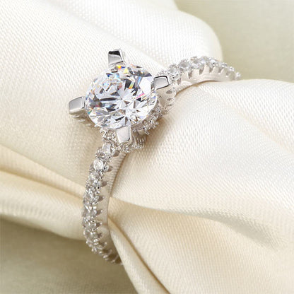 1 CT. Round Simulated Diamond Pavé Ring in Sterling Silver