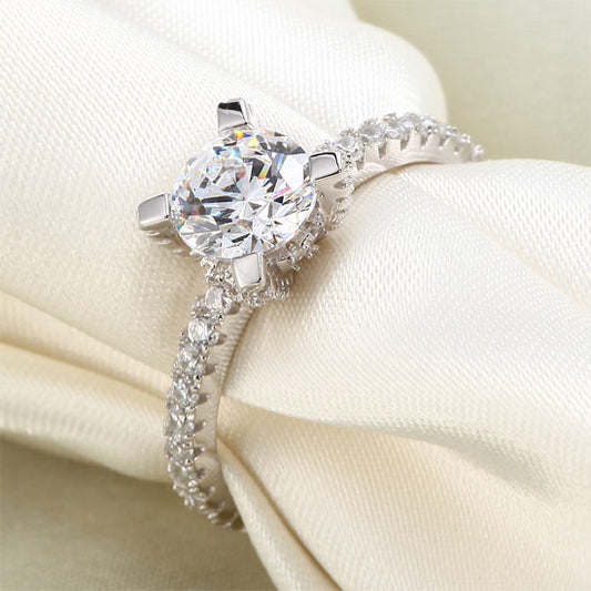 1 CT. Round Simulated Diamond Pavé Ring in Sterling Silver