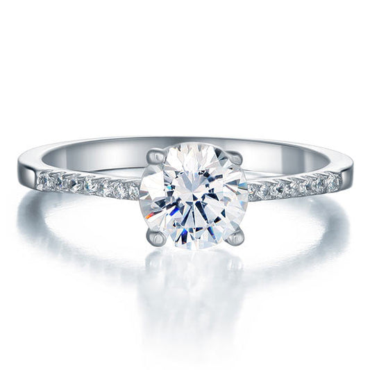 1.25 CT. Round Simulated Diamond Pavé Ring in Sterling Silver