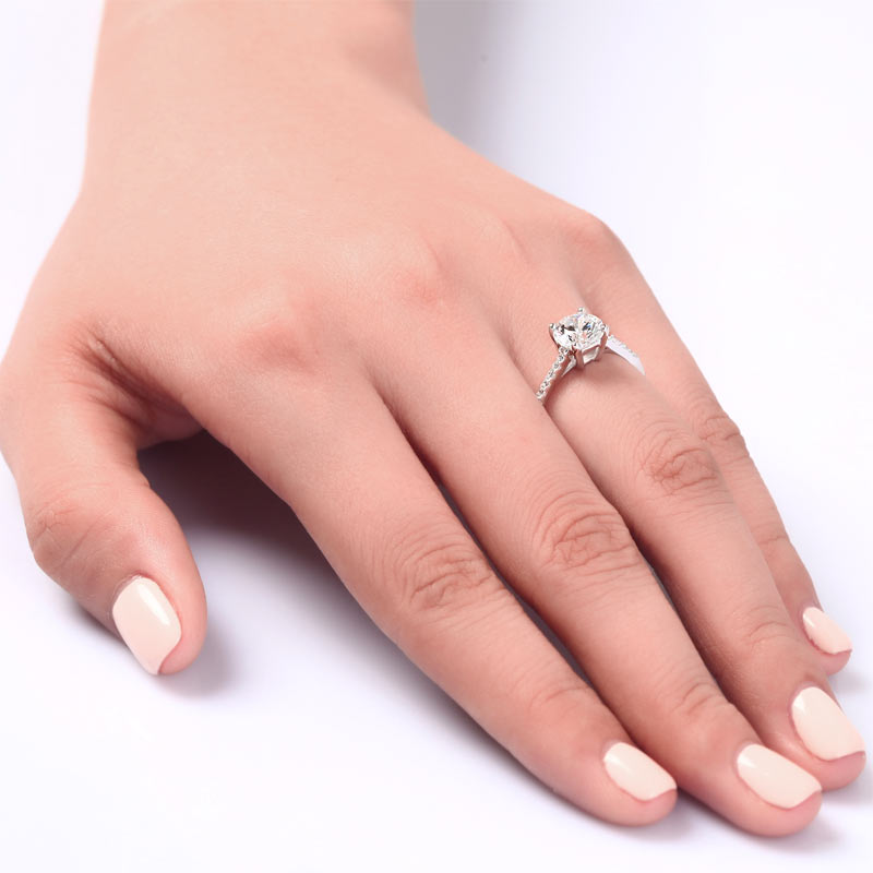 1.25 CT. Round Simulated Diamond Pavé Ring in Sterling Silver