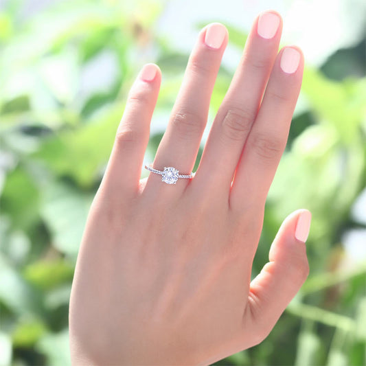 1.25 CT. Round Simulated Diamond Pavé Ring in Sterling Silver