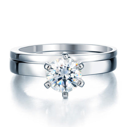 1.25 CT. Round Solitaire Simulated Diamond Bridal Set in Sterling Silver