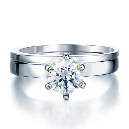 1.25 CT. Round Solitaire Simulated Diamond Bridal Set in Sterling Silver