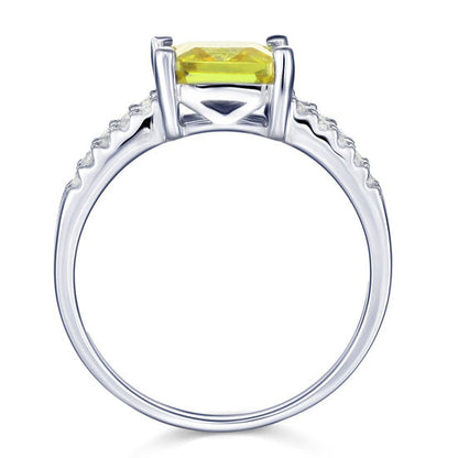 Anillo de doble cuerpo con diamante simulado amarillo de talla princesa de 2 quilates en plata de ley
