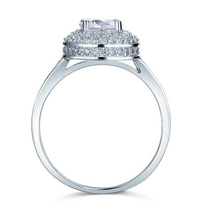 1 CT. Round Simulated Diamond Double Halo Ring in Sterling Silver