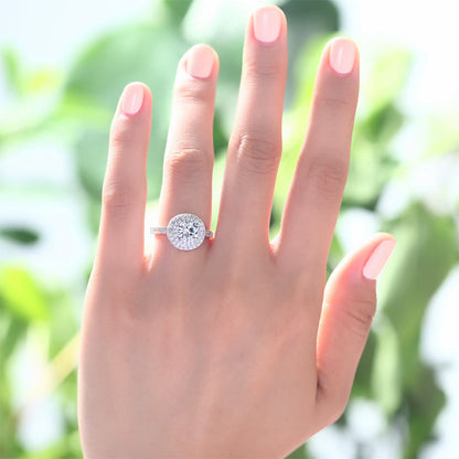 1 CT. Round Simulated Diamond Double Halo Ring in Sterling Silver