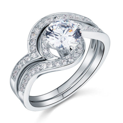 1.25 CT. Simulated Diamond Swirl Bridal Set in Sterling Silver