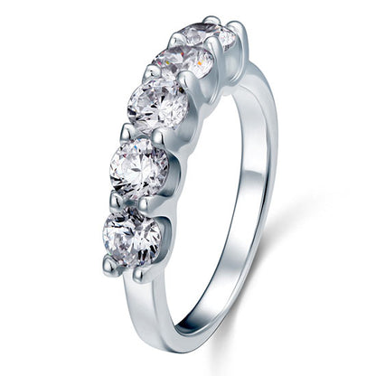 1.25 CT. Five-Stone Simulated Diamond Ring in Sterling Silver