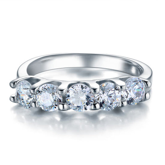 1.25 CT. Five-Stone Simulated Diamond Ring in Sterling Silver
