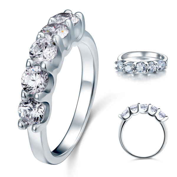 1.25 CT. Five-Stone Simulated Diamond Ring in Sterling Silver