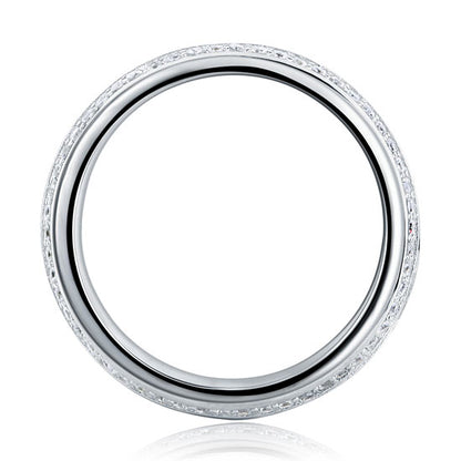 Alianza de boda de doble eternidad con diamantes simulados en plata de ley